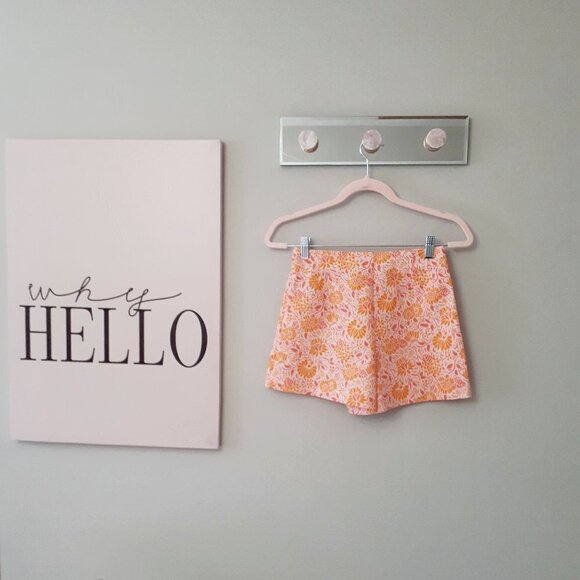 NWT Zara pink, orange & lilac floral print linen cotton blend shorts, XS - Picture 9 of 10